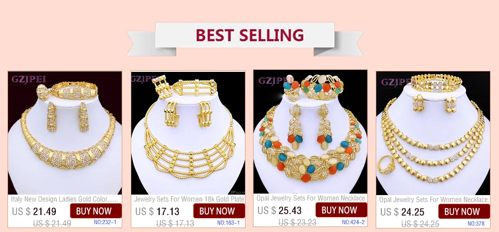 18K Gold Plated Women’s Jewelry Set | Classic Dubai Style for Parties & Banquets