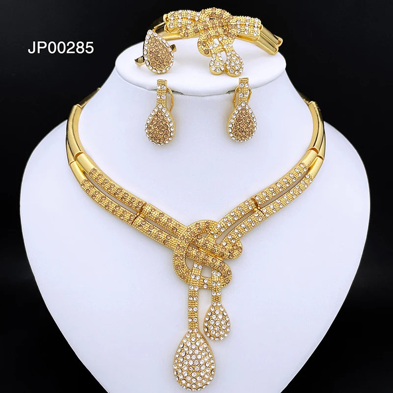18K Gold Plated Women’s Jewelry Set | Classic Dubai Style for Parties & Banquets