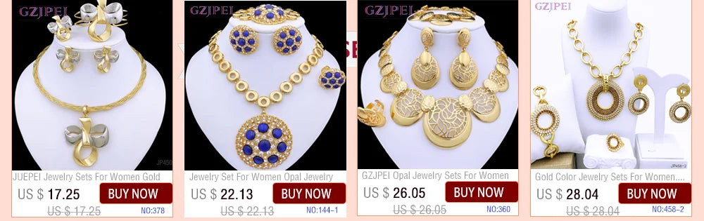 18K Gold Plated Women’s Jewelry Set | Classic Dubai Style for Parties & Banquets