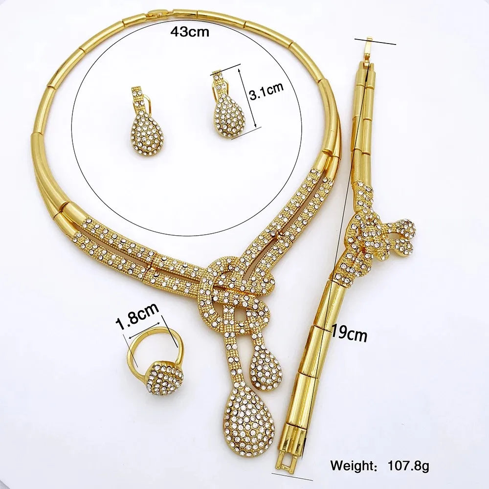 18K Gold Plated Women’s Jewelry Set | Classic Dubai Style for Parties & Banquets