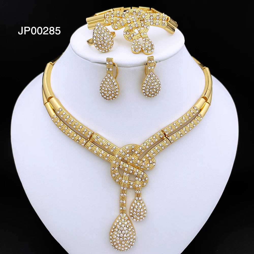 18K Gold Plated Women’s Jewelry Set | Classic Dubai Style for Parties & Banquets