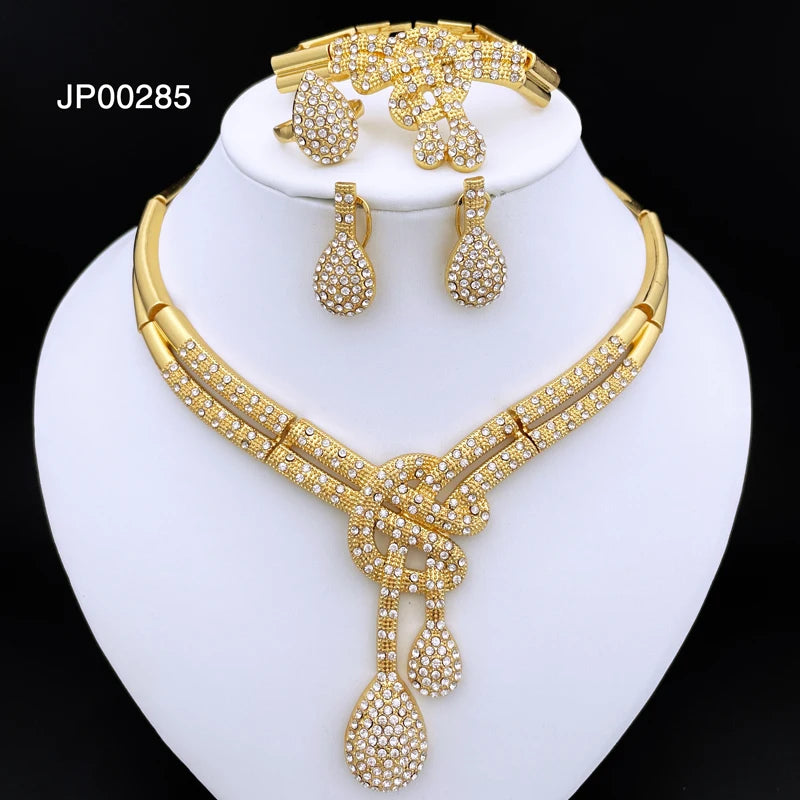 18K Gold Plated Women’s Jewelry Set | Classic Dubai Style for Parties & Banquets