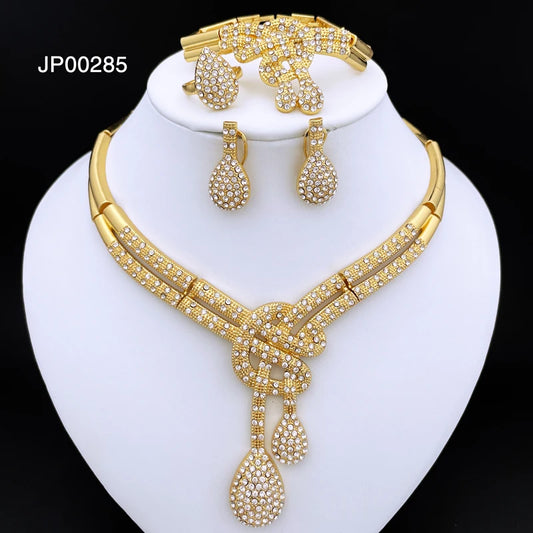 18K Gold Plated Women’s Jewelry Set | Classic Dubai Style for Parties & Banquets