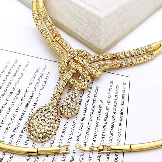 18K Gold Plated Women’s Jewelry Set | Classic Dubai Style for Parties & Banquets
