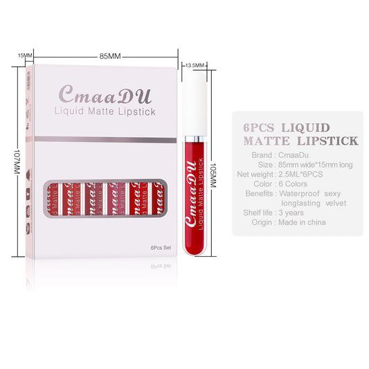 6-Piece Matte Lipstick Set | Waterproof, Non-Stick, All-Day Wear